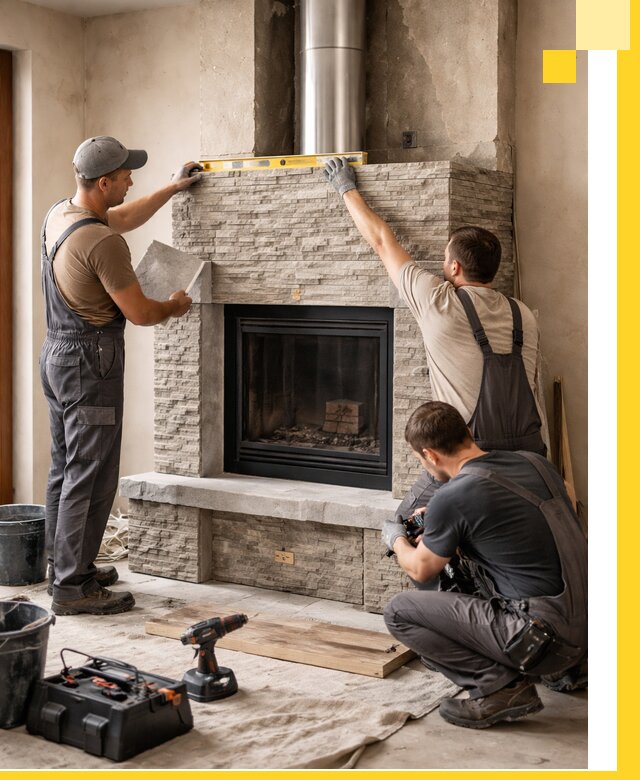 Профессиональный монтаж каминов под ключ в Чите для дома