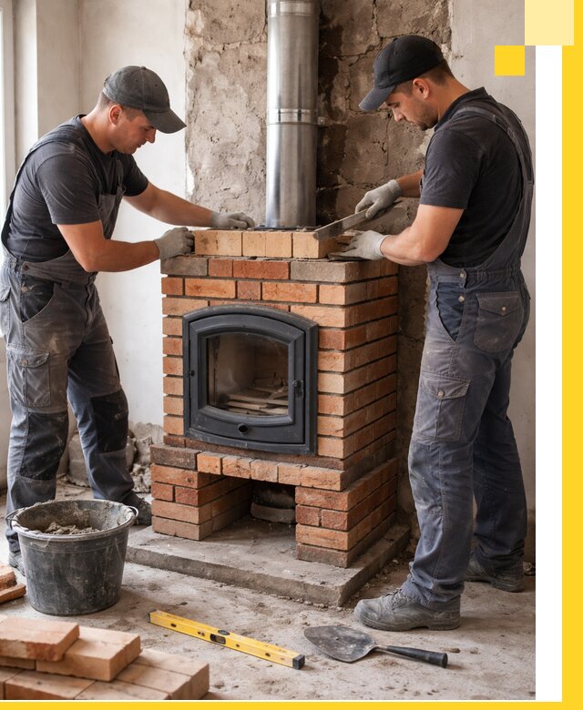 Монтаж печи камина под ключ в Чите с гарантией и пусконаладкой