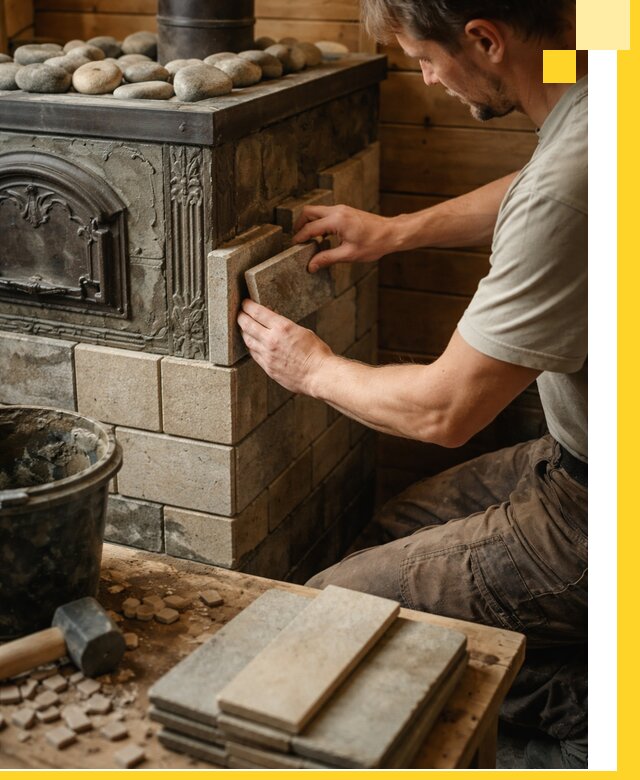 Облицовка банных печей в Чите профессиональная отделка