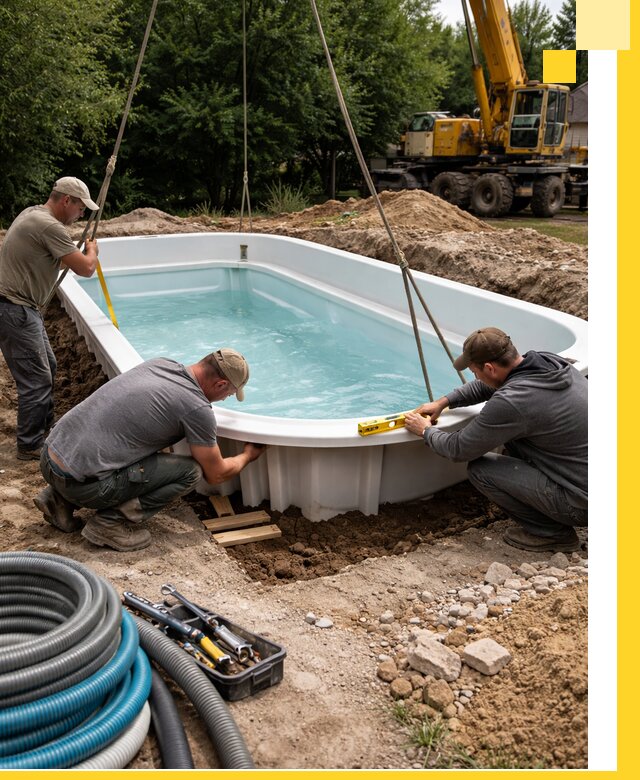 Установка и монтаж композитных бассейнов под ключ в Чите