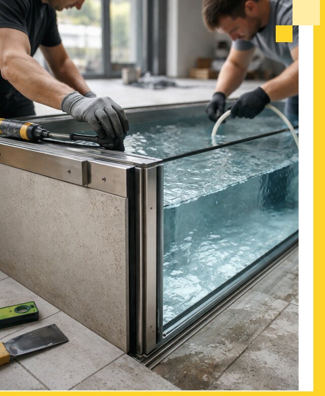 Проектирование и монтаж стеклянных бассейнов в Чите