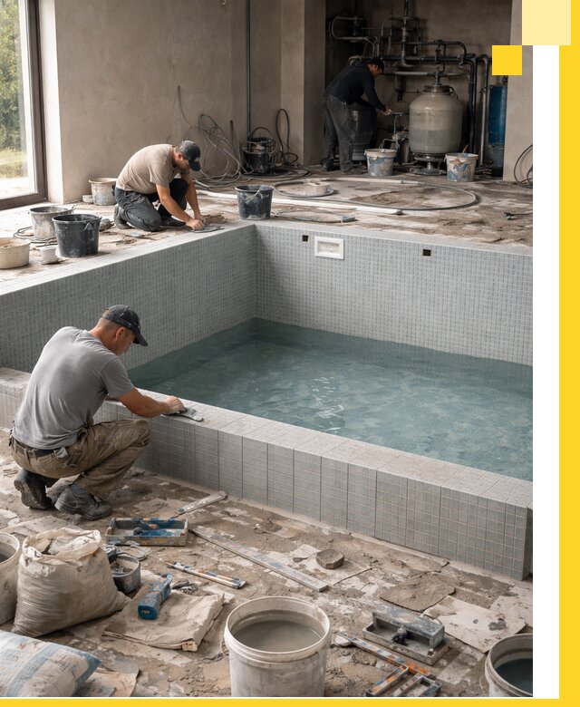 Строительство и монтаж бассейнов в помещении в Чите