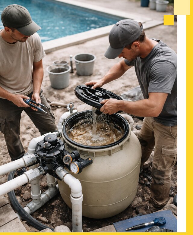 Установка и обслуживание песочных фильтров для бассейнов в Чите