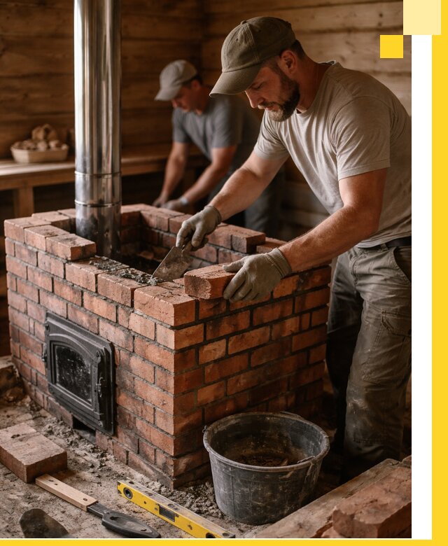 Кирпичные печи для бани под ключ в Чите, проект и монтаж