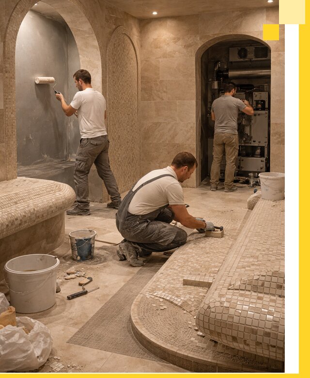 Строительство бани с хамамом и бассейном под ключ в Чите