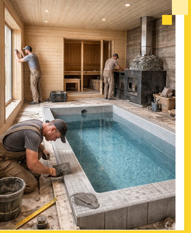 Проект бани с бассейном и сауной в Чите под ключ