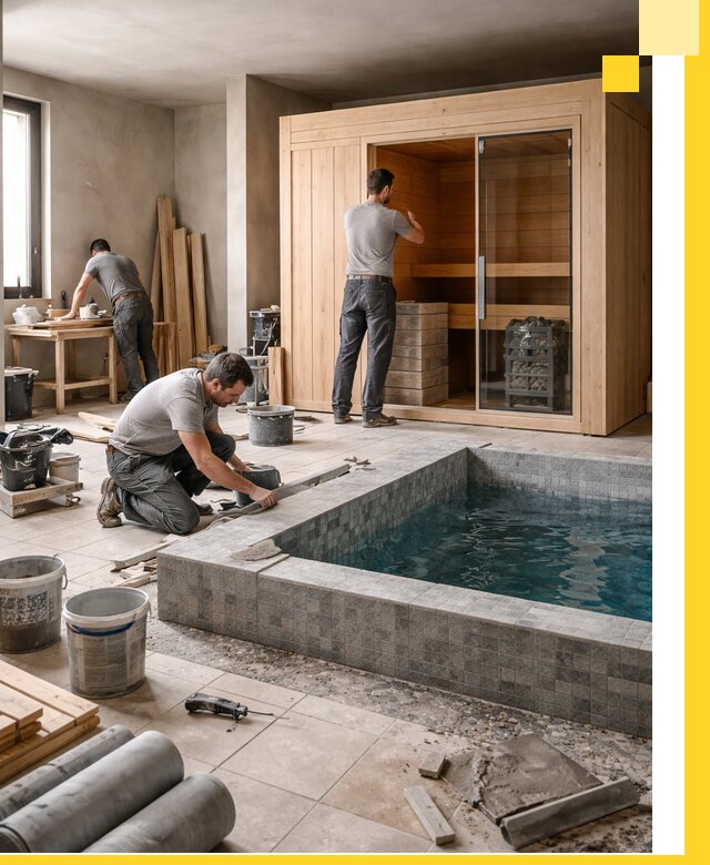 SPA зоны под ключ с бассейном сауной и печью в Чите